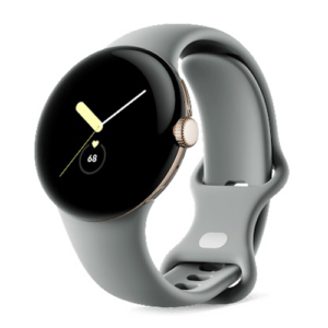 Google Pixel Watch - Polished Silver case/Charcoal Active band - Bluetooth/Wi-Fi