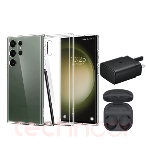Bundle: Samsung Galaxy S23 Ultra + Samsung Buds 2 Pro + Charger + Screen protector + Cover